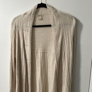 Boho style waist length open front cardigan